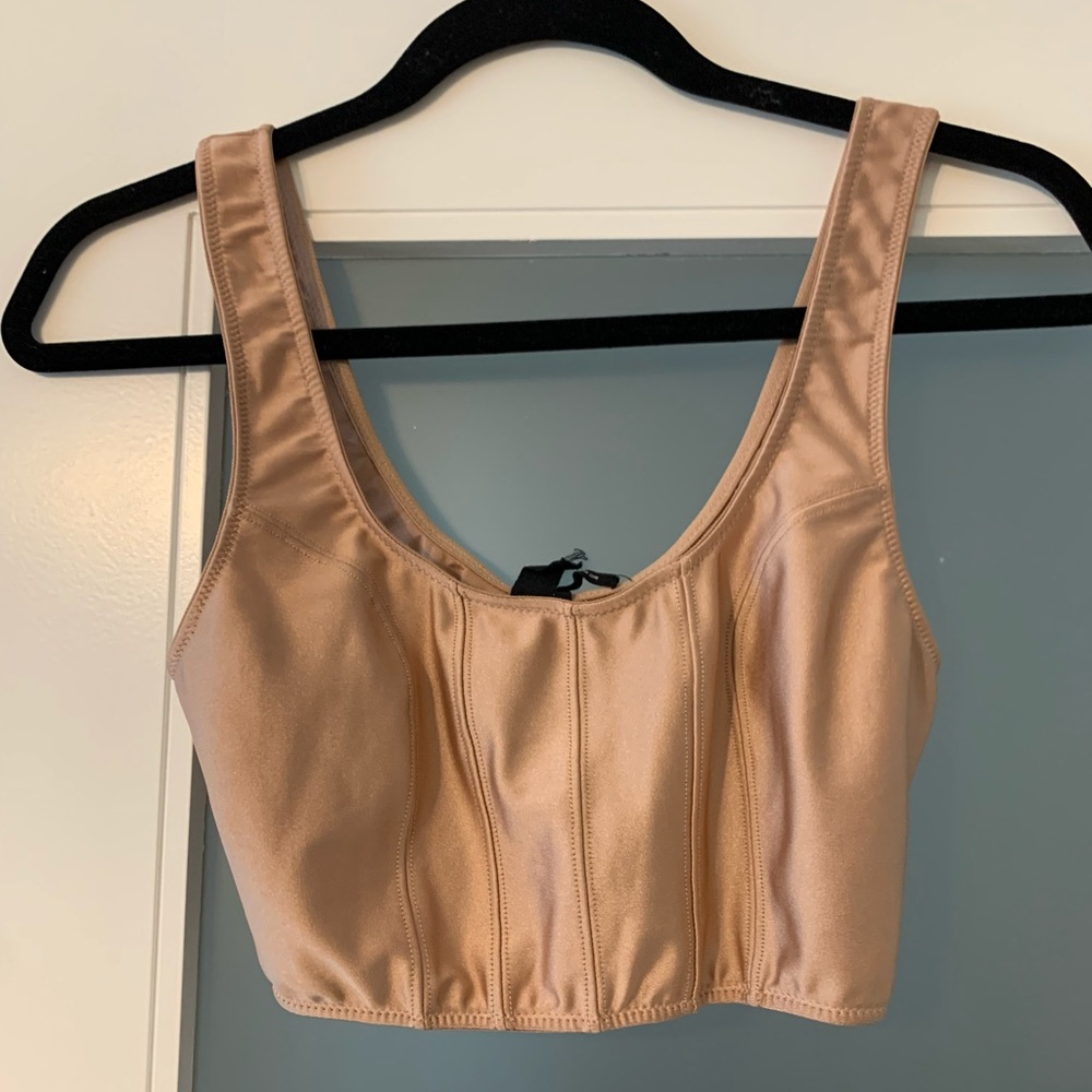 Urban outfitters pink iridescent crop top